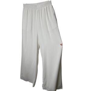 Acoa Off White Elastic Waist Pocketed Lined Flowy Pant XS